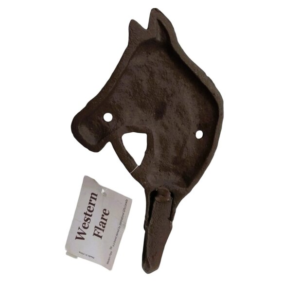 Rustic Cast Iron Horse Head Single Wall Hook-Western Flare Collection-NWT - Picture 6 of 10